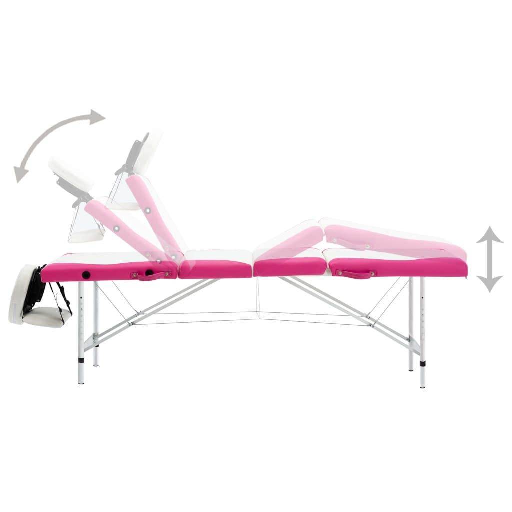 Generisch Massageliege Klappbar 4-Zonen Aluminiumgestell Weiß und Rosa,Gesundheit & Schönheit,Körperpflege,Massage & Entspannung,Massagetische,23.2KG,110250