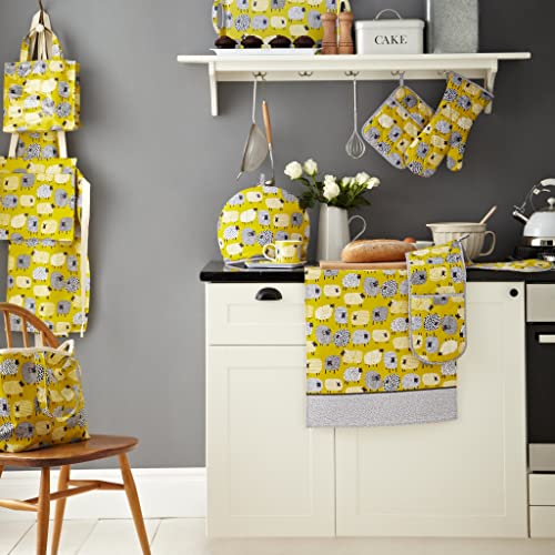 Paño de cocina de algodón Dotty Sheep amarillo, ideal para panaderos en el hogar 3