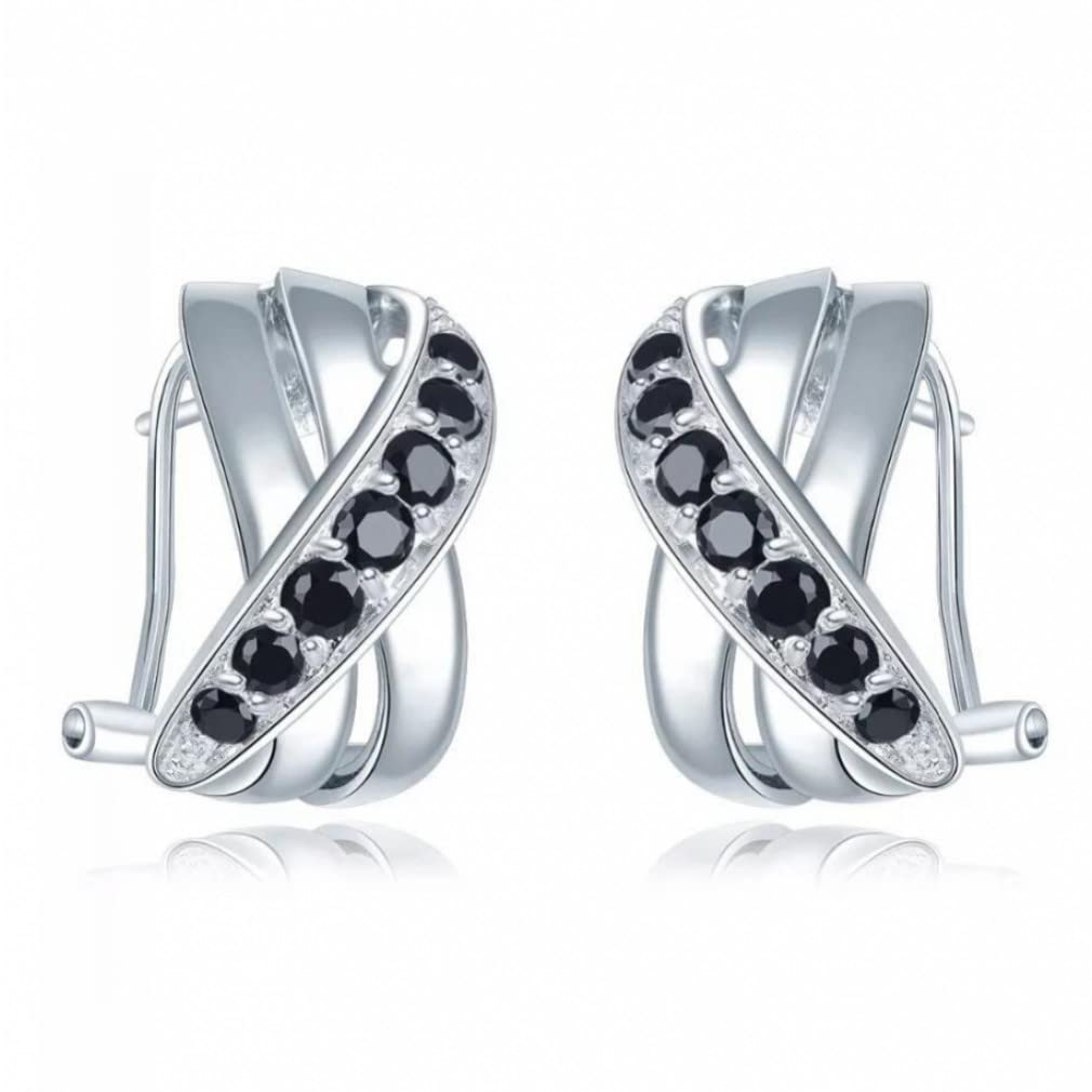 Boucles d'oreilles à clip de spinelle noire sans douleur ni irritation - 7