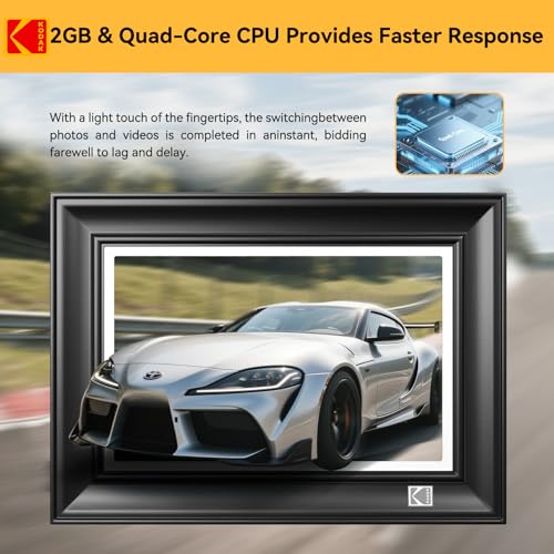 Image of KODAK 10.1 Inch WiFi Digital Picture Frame, 32G 1920x1200 FHD Touch Screen Smart Photo Frame with Premium Wood, WiFi 6, AI Photo Art, Easy Photo Transfer via APP /Email /USB /SD Card