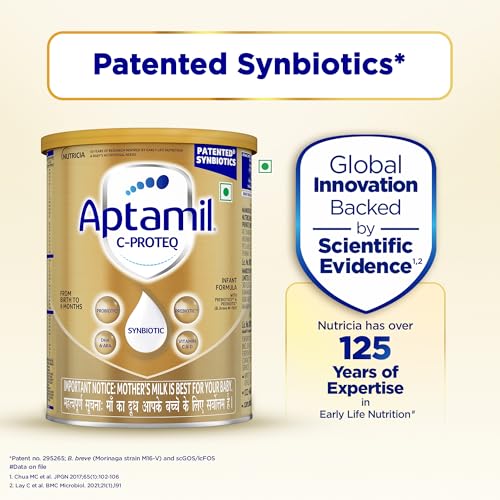 Image of Aptamil C-ProteQ, Infant Milk Formula for babies (From Birth to 6 months)- With Synbiotics, Prebiotics, Probiotics, DHA, Vit.C&D, 400 g Tin