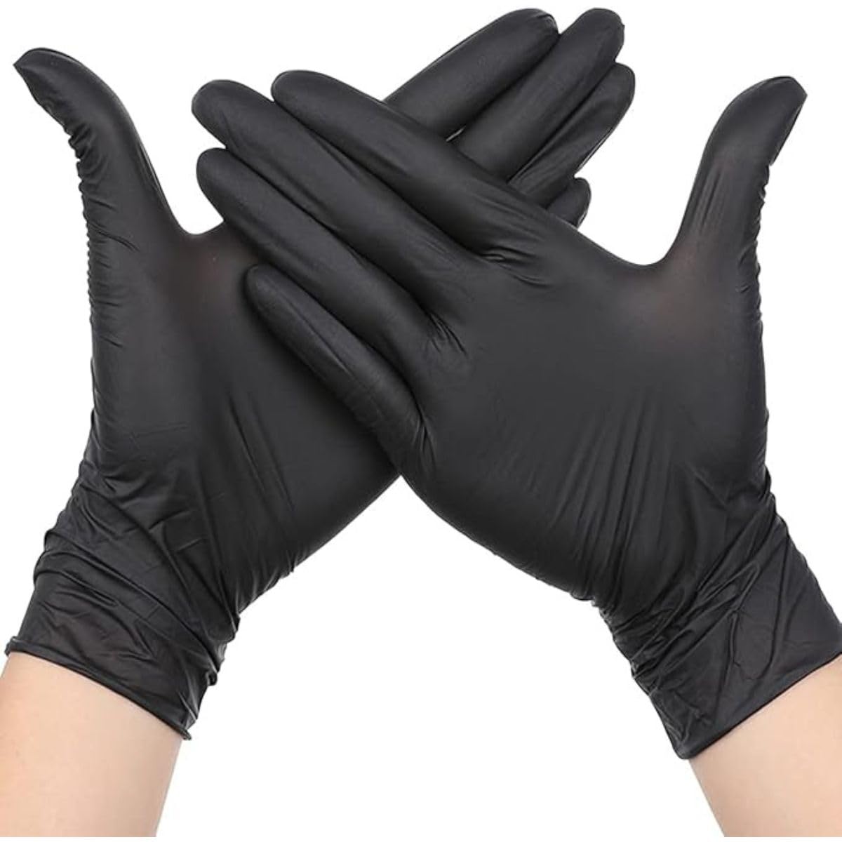 Guante Nitrilo Negro Sin Polvo | Kit Profesional | Ambidiestro | Borde enrollado, Dedo Texturado | Textura antideslizante | Reglamenation Reach | Talla S a XL | EPI de Categoría III (XL)