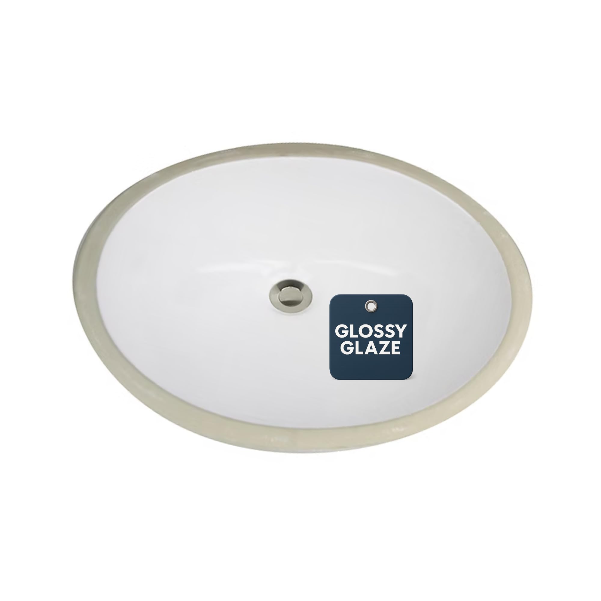 Nantucket Sinks Undermount Bathroom Sink – 19.25" White Bath Sink for Vanity, 17" x 14" Interior Oval Bowl – High-Gloss Vitreous China, Scratch & Stain Resistant – Great Point UM-17X14-W-K