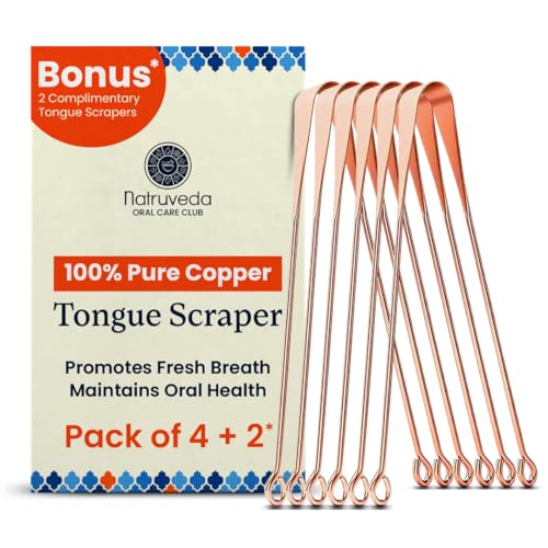 Natruveda Pure Copper Tongue Scraper 6 Pack