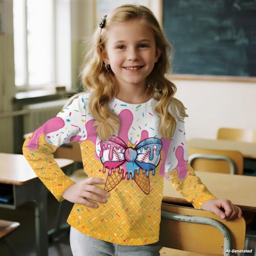 Image of Renewold Boys Girls Tees Kids T-Shirt Long Sleeve Crewneck T Shirts Casual Athletic Tops Clothing for Home School Travel