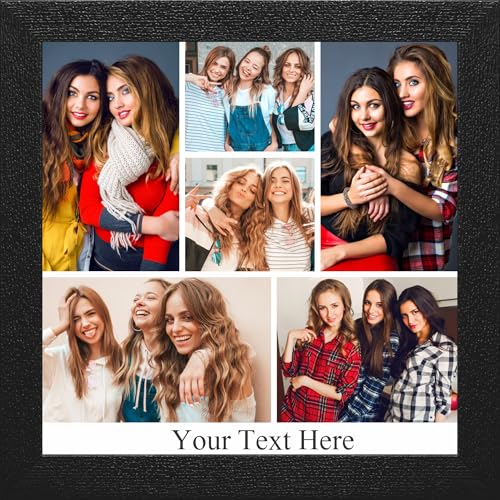 Image of Mad Masters Customized Photo Frame | 6 Photo Collage | Personalized Wall Frame for Couple, Family, Kids, Friends | Home Decor & Gift (30.5 x 30.5 cm, Black, SQ2)