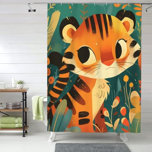 Rideau de douche imperméable anti-éclaboussures tigre moderne - 8