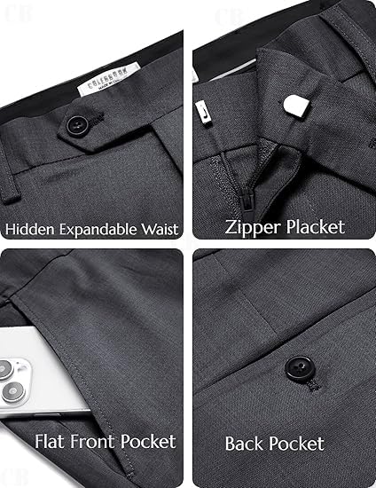 Image of CB-COLEBROOK Luxury PV Stretchable Classic Casual Pants for Men | Stylish Ankle Fit Men's Wear Premium Trousers for Office or Party | Mens Fashion Dress Trouser with 4 Pockets & Suit Pant's