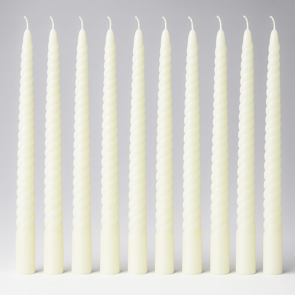 Ivory Taper Candles - Dripless & Long Burning -3