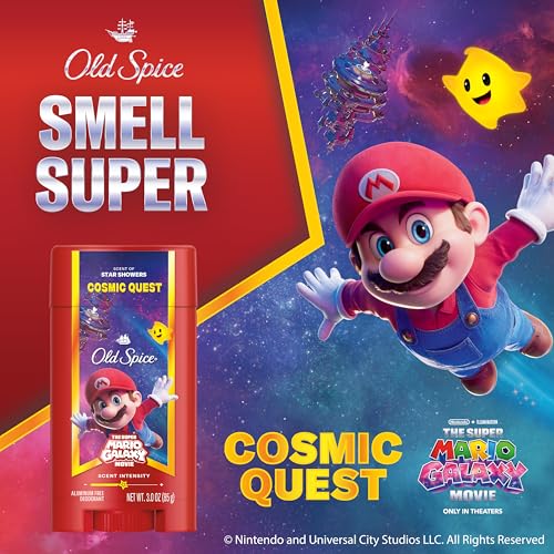 Image of Old Spice X Super Mario, Cosmic Quest with Star Showers Scent, Aluminum Free Deodorant + Body & Face Wash Bundle for Men, Smell Super with 24 /7 Lasting Freshness & 24 /7 Shower Clean (Pack of 2)