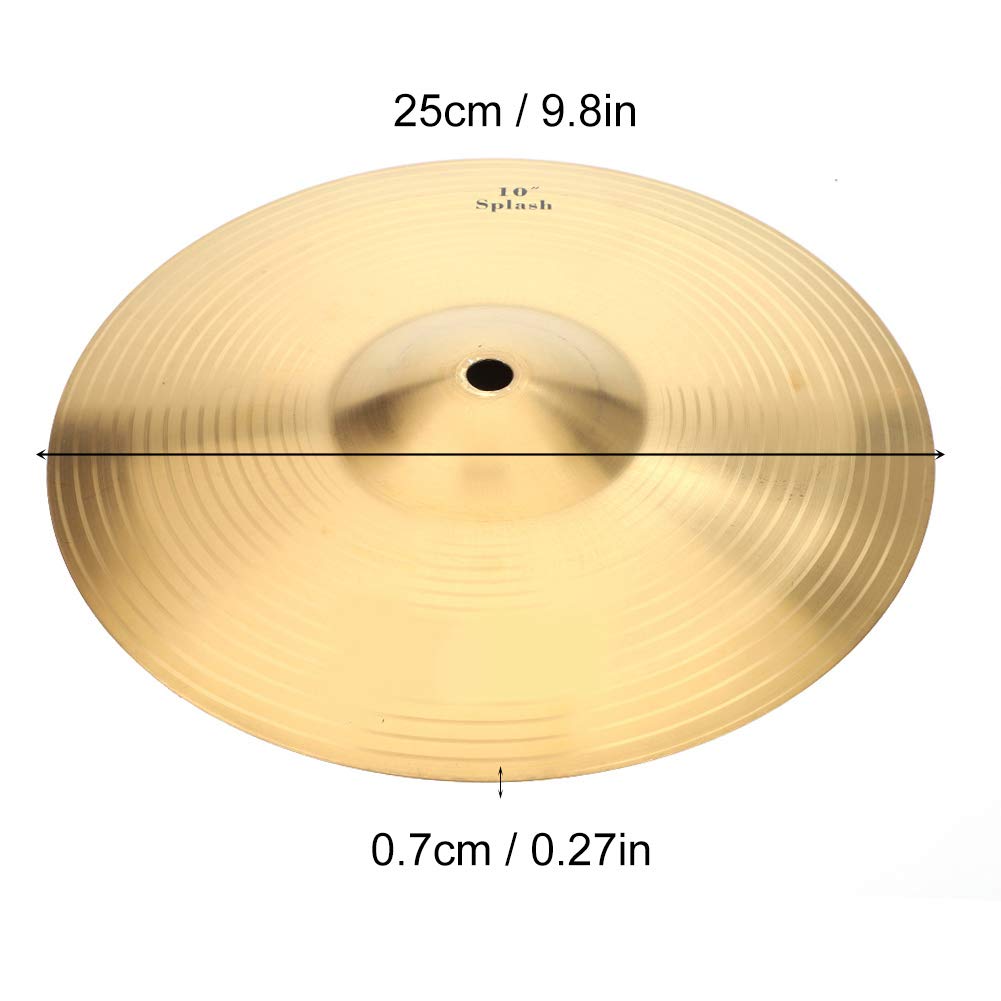 Piatto Splash da 10 Pollici, Finitura Tradizionale in Ottone per Set di Batteria Piatti Classici Accessori per Strumenti Musicali Personalizzati per Set di Batteria per Rock, Metal e Fusion