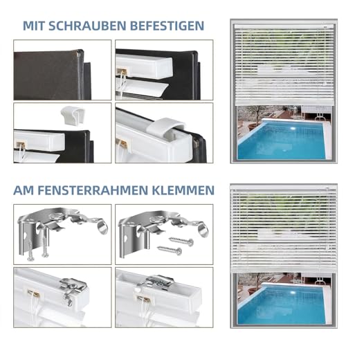 Sekey Klemmfix-Jalousie für Fenster freihängend, 25mm Alu-Lamellen, mit Bohren, inklusive Montagematerial Aluminium-Jalousie ohne Bohren… – Ansicht 5