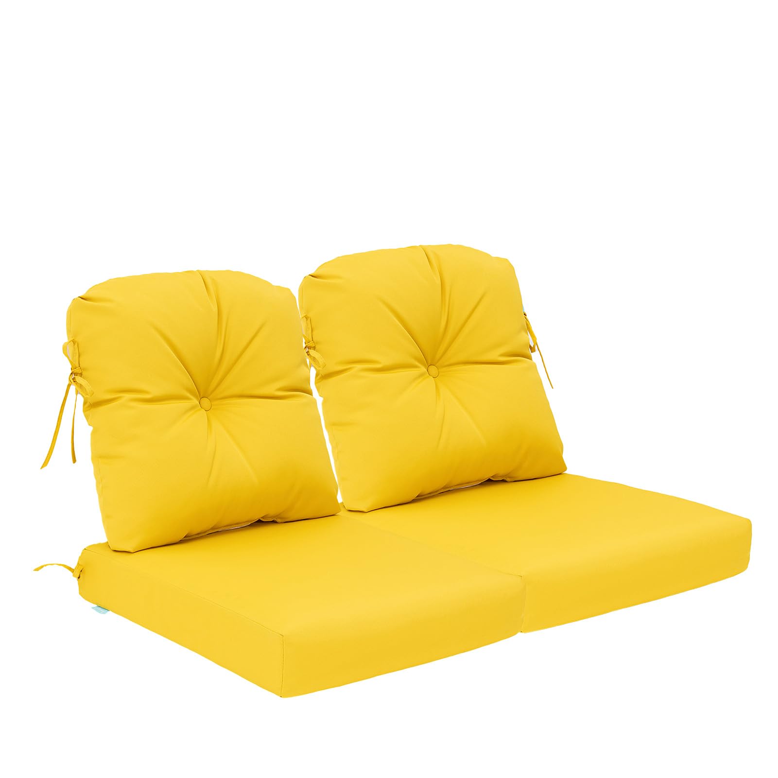 QILLOWAY Outdoor Chair Cushion Set with Strings Replacement Outdoor Cushions for Patio Furniture Yellow -Sets of 2