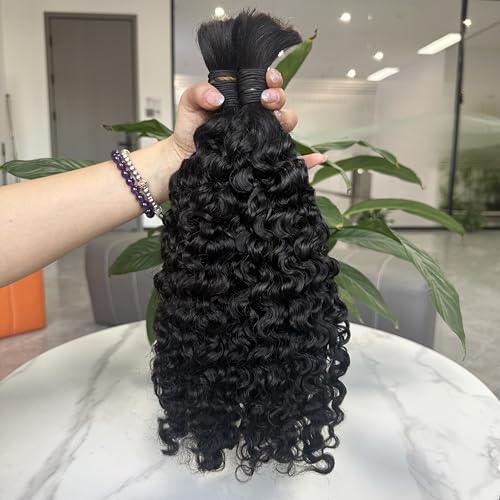 VIPbeauty Boho Human Braiding Hair Burmese Curly Bulk Human Hair Extensions For Bohemian Knotless Braids No Weft 14 14 Inch 2Bundles/Lot 100g/1Bundle 1B Natural Black Salon-Quality