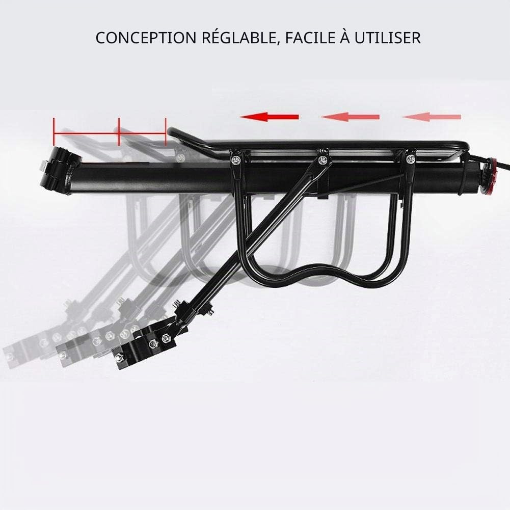 Vélo Porte Bagage, Transporteur Porte Bagages Arrière de Vélo de de 50 Kilogrammes Rack de Vélo avec Réflecteur pour La Plupart des Vélos