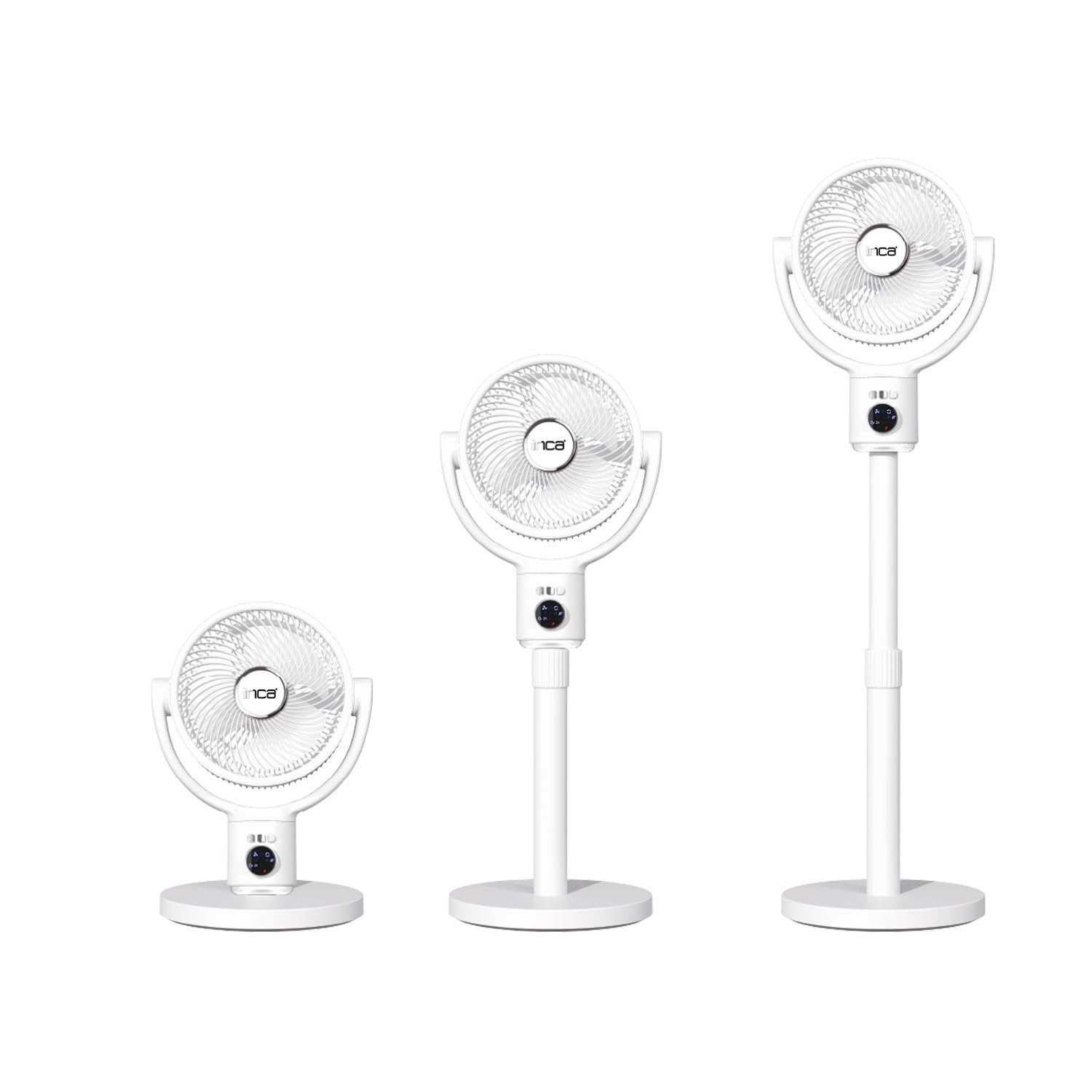 İnca IAF-01B Ventilateur sur pied, batterie 9000 mAh, panneau de commande LED, moteur BLDC silencieux, 5 niveaux, oscillation, hauteur réglable, télécommande, ventilateur mobile pour la maison et le