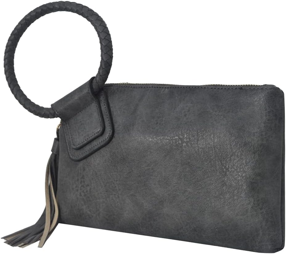 NGIL Women's Faux Leather Mini Wristlet Purse With Fringe Tassel, Wristlet Wallet Women's Handbag