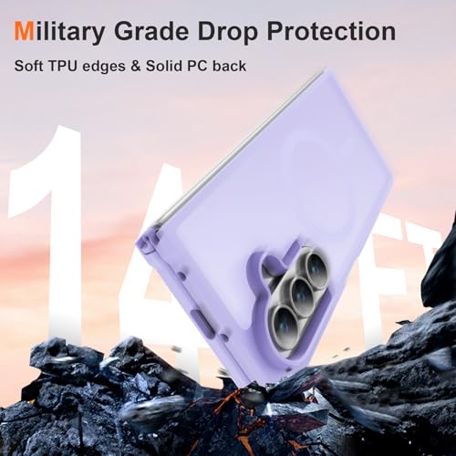Image of ORETECH Magnetic for Samsung Galaxy Z Fold 7 Case, Translucent Back Non-Slip Hard PC Shockproof Bumper Protective Phone Case Cover for Samsung Z Fold 7 - Light Purple