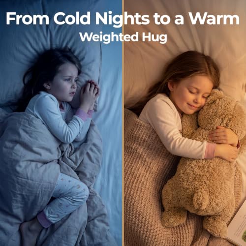 Image of Mewaii Weighted Stuffed Animals Bear Plush, Heatable Coolable, 2-5lbs, 23 inch | Adjustable Comfort, Microwaveable Removable Inner Pad, Machine Washable Cover, Cozy Gift for Adults & Kids