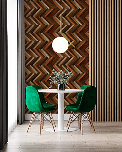 Image of DWELLSINDIA Zig Zag Wooden Self Adhesive Wallpaper Waterproof, Scratch Resistant, Laminated 41cm x 244cm