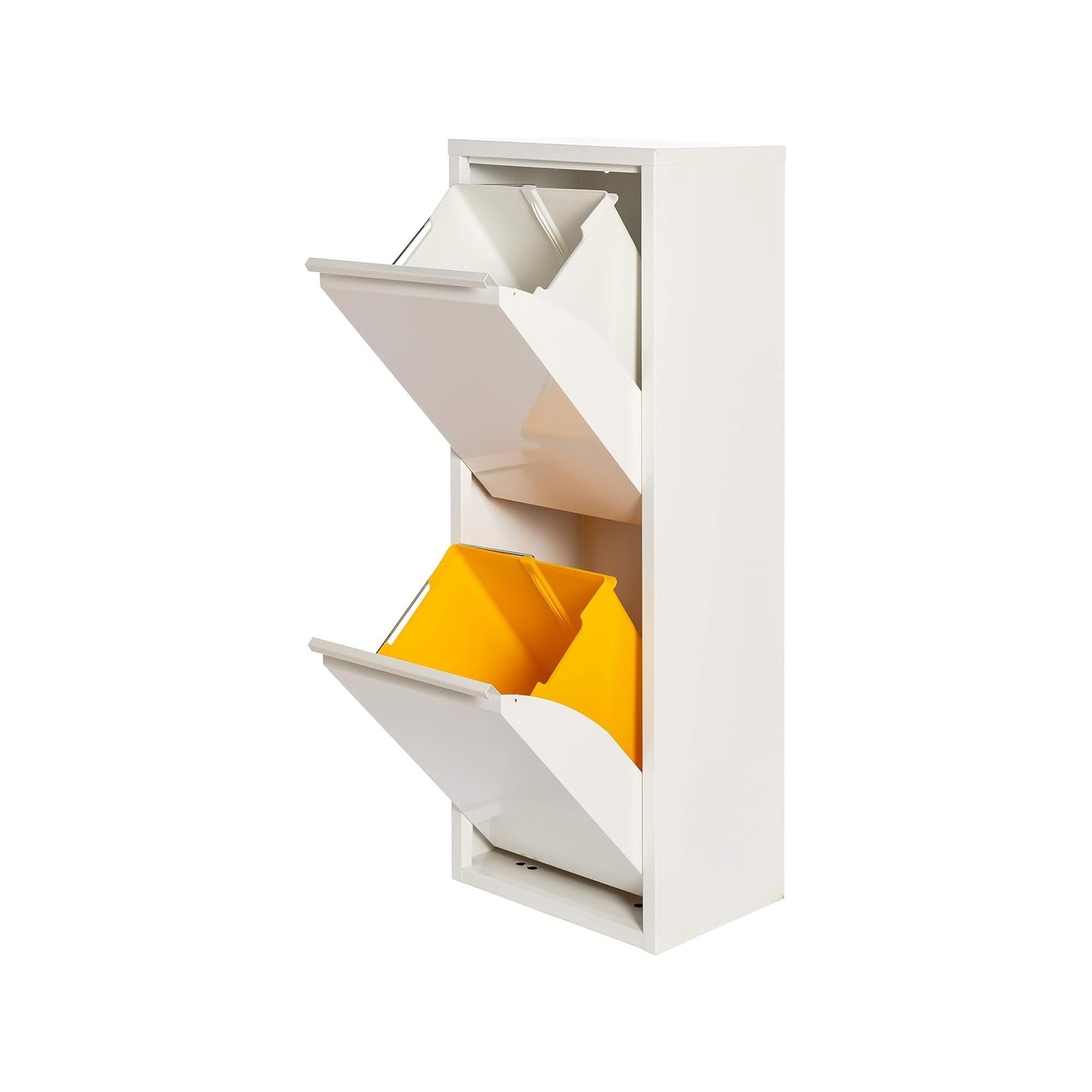 WELL HOME MOBILIARIO & DECORACIÓN 2 x 17L (34L) Matt White Metal Bin and Recycling Bin 2 Compartment