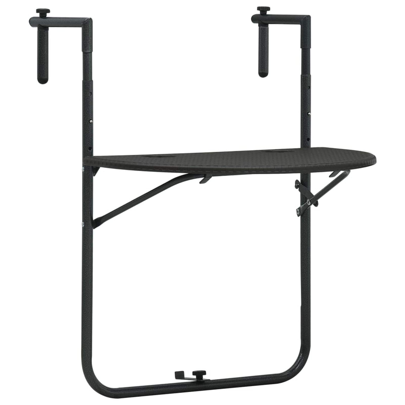 Tavolo da Balcone Pensile Marrone 60x64x83,5cm Plastica Rattan,Tavolino da Balcone Pieghevole, Tavolo da Appendere per Giardino, Terrazza, Cortile, Tavolino da Esterno