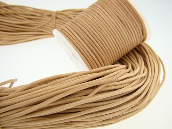 esnado Leather Cord, 5m, Natural, 2.0mm Diameter, Beige - Image 2