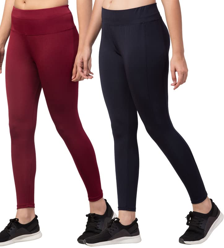 Image of BLUECON Gym wear Leggings Ankle Length Workout Pants | Stretchable Tights | Mid Waist Sports Fitness Yoga Track Pants for Girls & Women (Pack of 2)