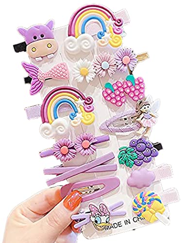 Image of 14 Pcs Multicolour Hair Accessories for Kids Girls - Cute Unicorn Ice Cream Hair Clips for Girls | Fancy Hairpin Barrette Set Baby Toddler Gift