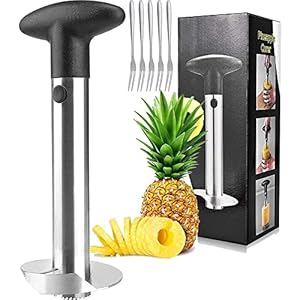 Ananasboor, [2021Verbeterde versie Dikker Ananassnijder mes] Roestvrij staal, Gemakkelijk Schoon te Maken, BPA-vrij Antislip Handvat Ananas Cutter Slicer Tool Kernverwijderaar voor Keuken Fruitringen…