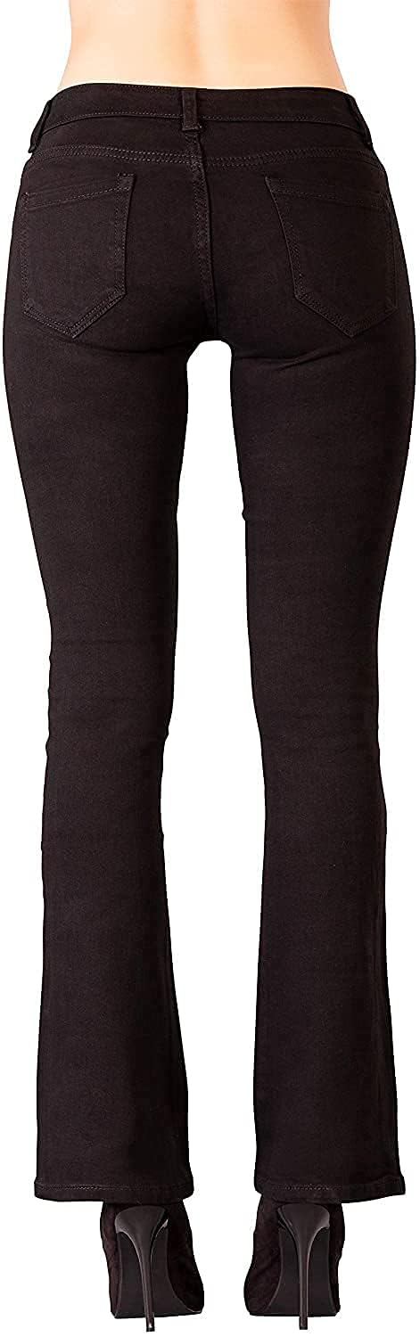 Glook Pantaloni Skinny Donna Jeans a Zampa Vita Media Svasati Elasticizzati Stile