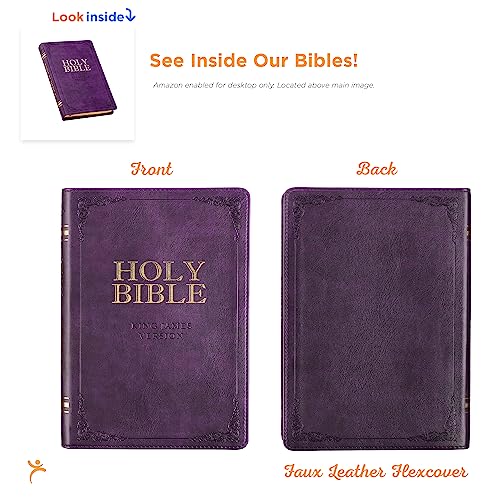 Kjv Holy Bible, Standard Size Faux Leather Red Letter Edition - Thumb Index & Ribbon Marker, King James Version, Purple #TOP1