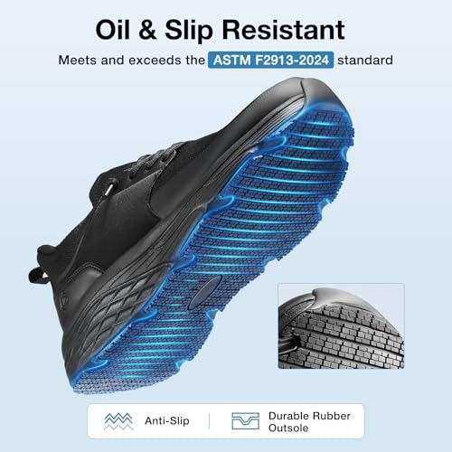 Image of NINGO Waterproof Work Shoes for Men, Non Slip Food Service Chef Shoes Easy Slip On, Comfortable Breathable Slip Resistant Walking Sneakers, Lightweight Shock Absorbing Midsole for Kitchen Restaurant