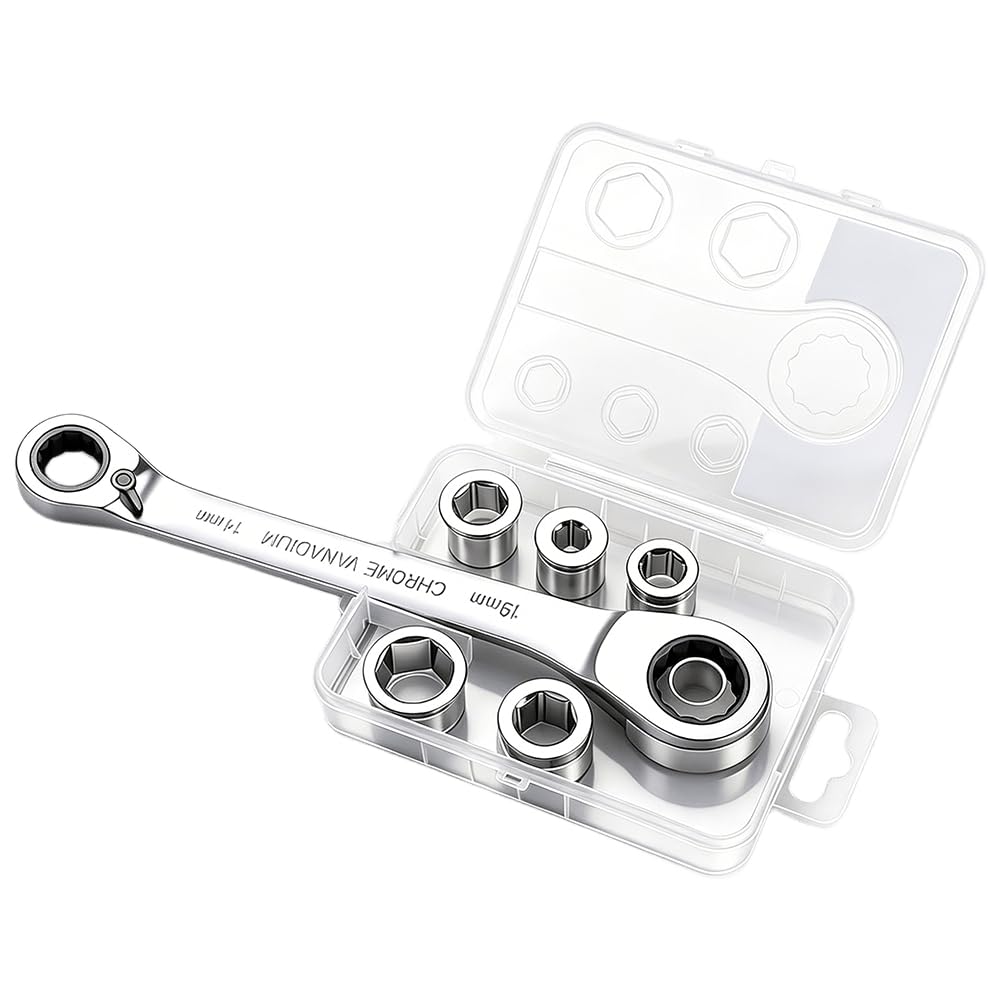 Teuypty Interchangeable Combination Kit, Wrench Double-Head Ratchet, Detachable Flexible Torque Wrench Double-Head Design