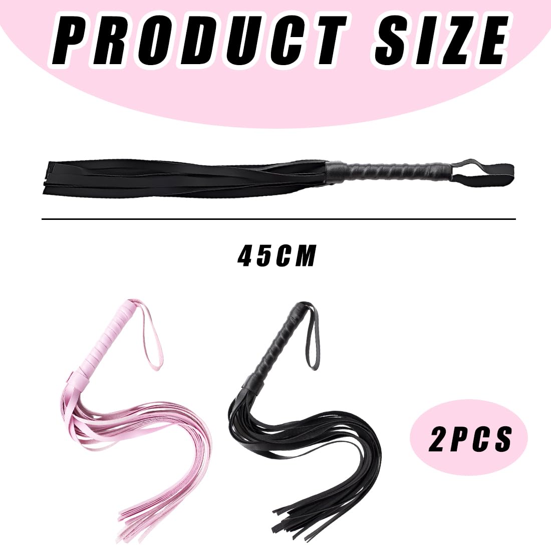 2 pezzi Frusta per domare in Pelle PU, Frusta da Equitazione,Frusta da Equitazione,Outdoor Sports Portatile Antiscivolo Simil Pelle Frustino Cavallo,Frusta Antiscivolo per Cavallo,Nero,rosa