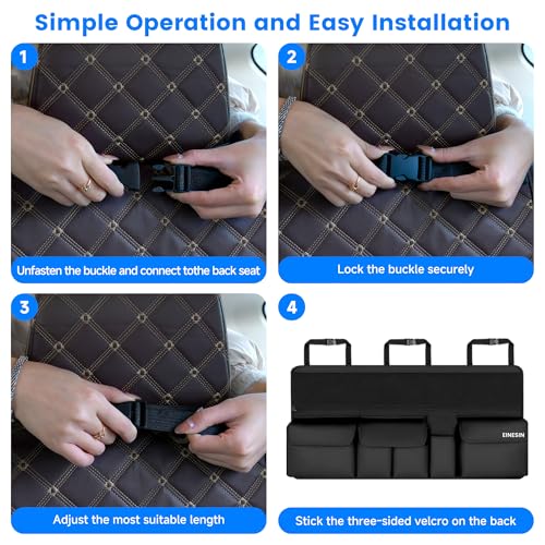 Einesin Kofferraum Organizer Auto, multi Aufbewahrungstasche für auto mit Netztaschen, Auto Aufbewahrungstasche mit 9 Pocket, schwarz