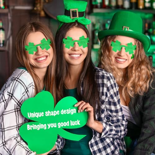 LUKBERA 12Pcs St. Patrick's Day Shamrock Sunglasses, Irish Green Clover Glasses for Adults Kids Saint Patrick’s Day Party Favor Decoration Accessories 5