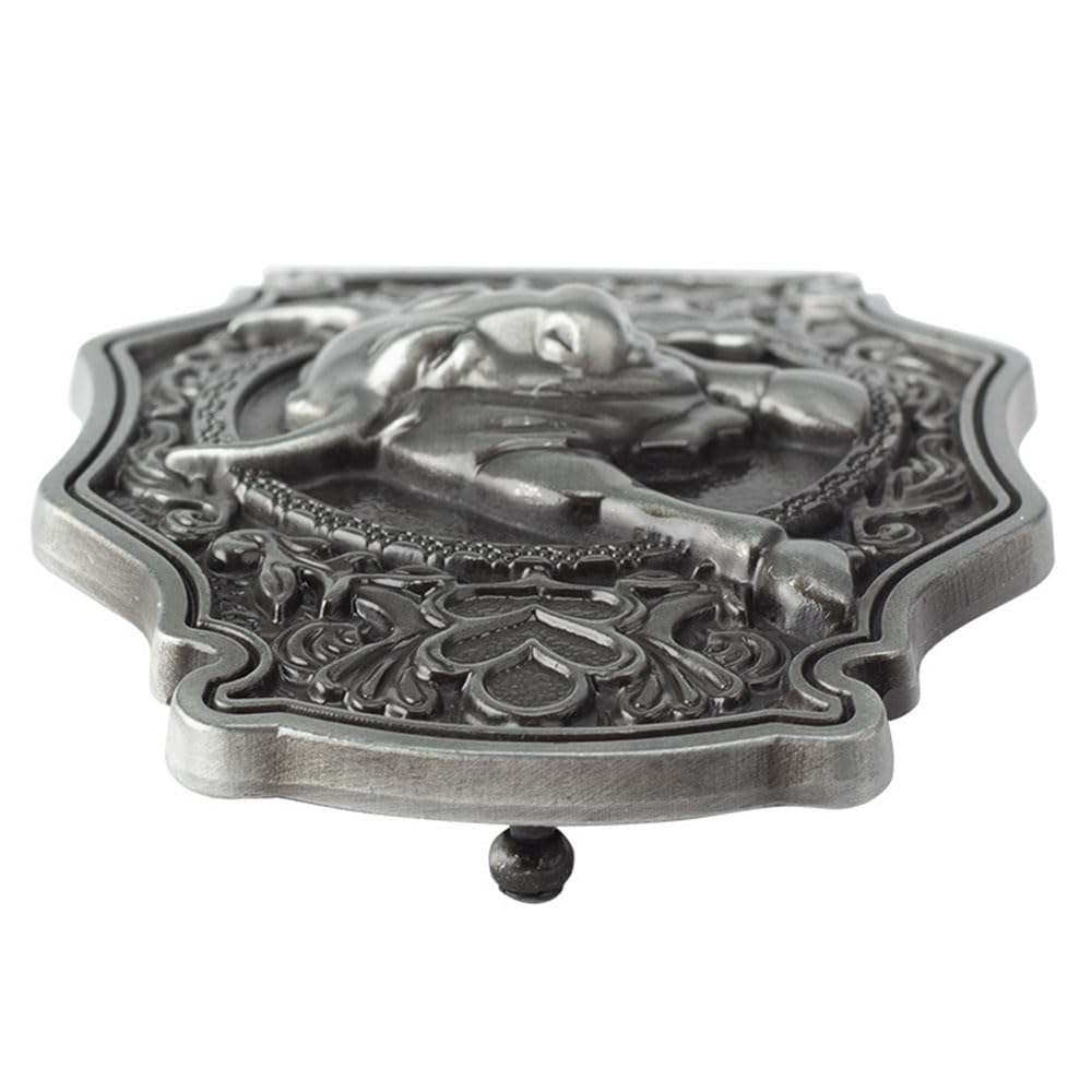 QinhBting Vintage Style Alloy Belt Buckle Western Cowboy Fashion Long Horn Bull Belt Buckles Holiday Gifts,Grey