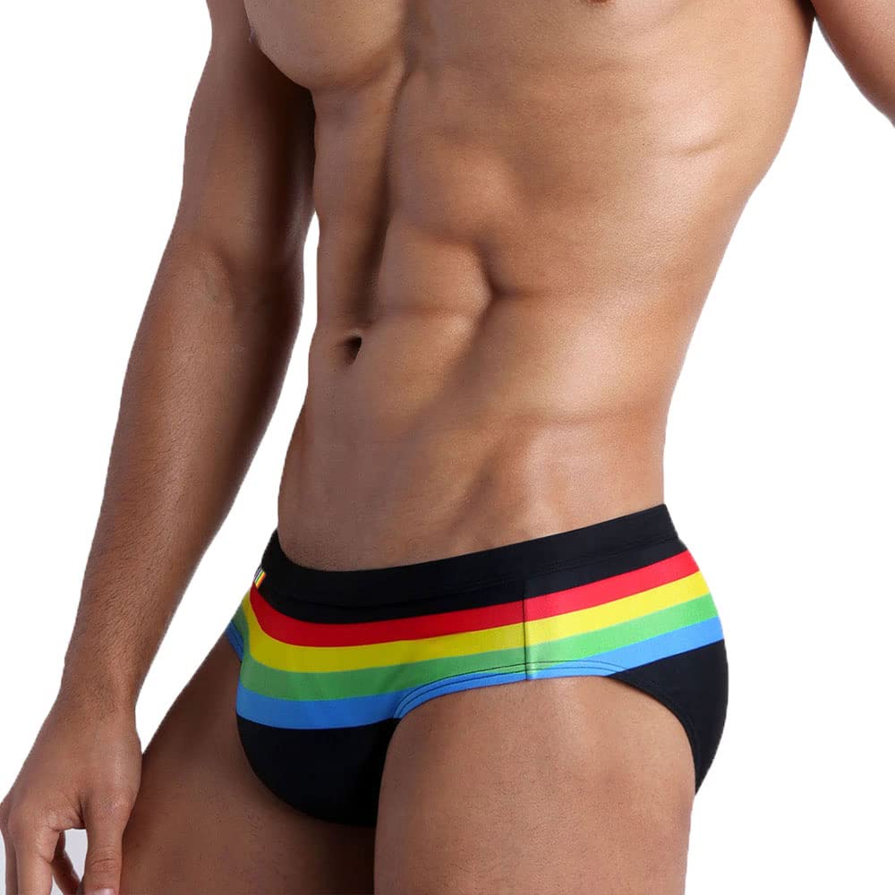 Swimwear Men Sexy Swim Briefs Pride Day Strips Swimsuits Swim Briefs Bikini Board Surf Shorts Trunk