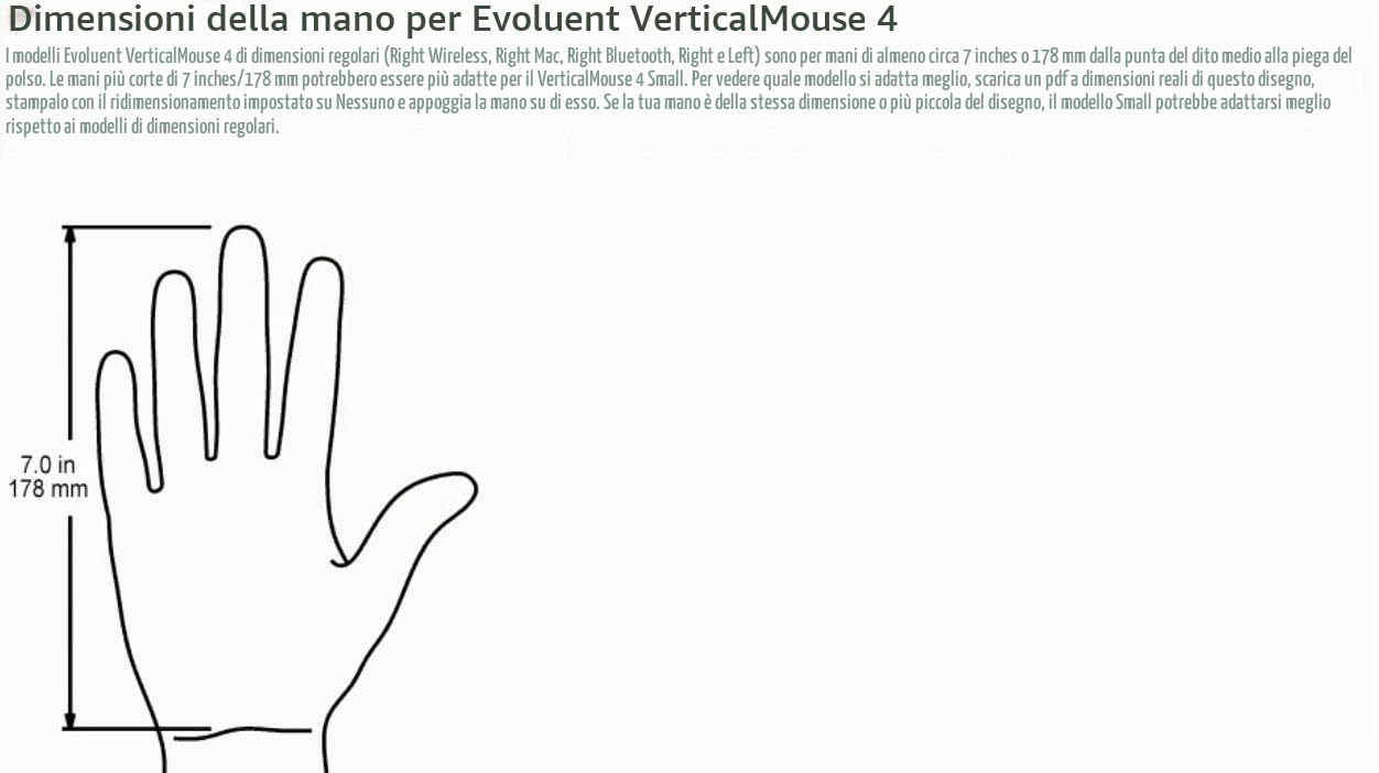 Evoluent Vm4S Piccolo Mouse Destro Evoluent 4 6 Brancolare/Rotella di Scorrimento/Cavo, 2400 dpi
