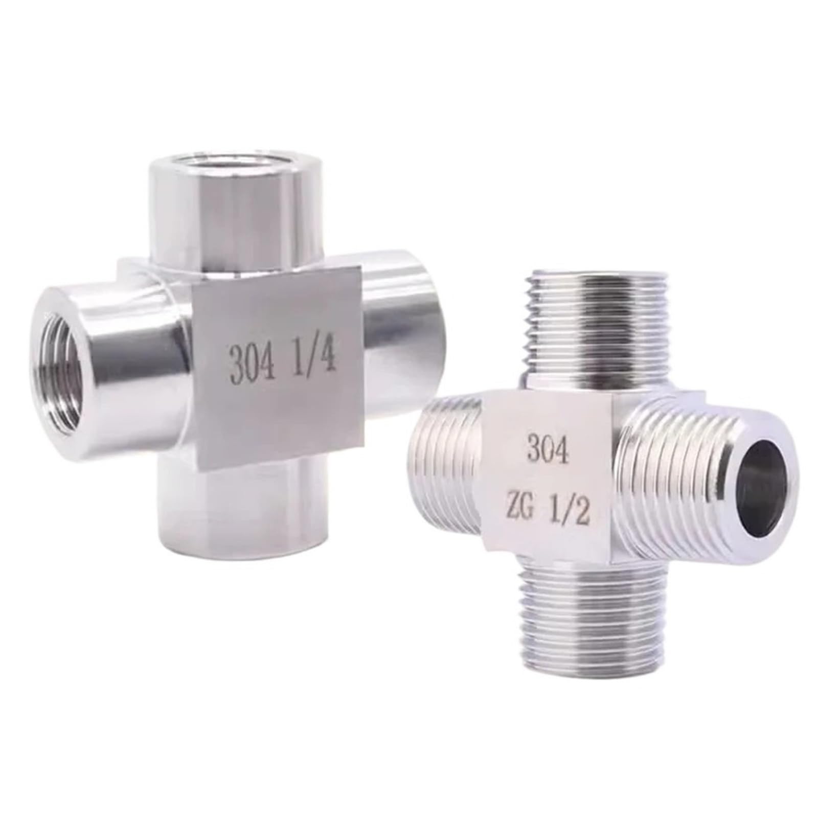Ruajogynvm Women's One Color 1Pcs 1/8-1In Bsp Npt Male Cross 4 Ways Splitter Block 304 Stainless Pipe Fitting Connector(Npt ,1/4In)