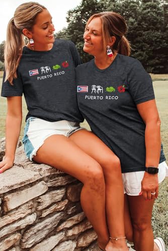 Puerto Rico Embroidery Shirt Women Puerto Rico Flag Graphic Tees Boricua Shirts Puerto Rican Pride Short Sleeve Tops4