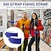 8pcs Ski Strap Fasteners, Adjustable Wrap Straps Ski Bands for Storage Snow Ski Pole Fastener Tape Ski Storage Tie with Protective Pad Ski Accessories for Carrying Winter Sports Gifts (Blue & Black)