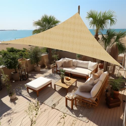 Shade&Beyond Triangle Sun Shade Sail 10'X10'X14' Permeable Canopy for Patio Garden Yard Deck Pergola,Sand (We Make Custom Size)