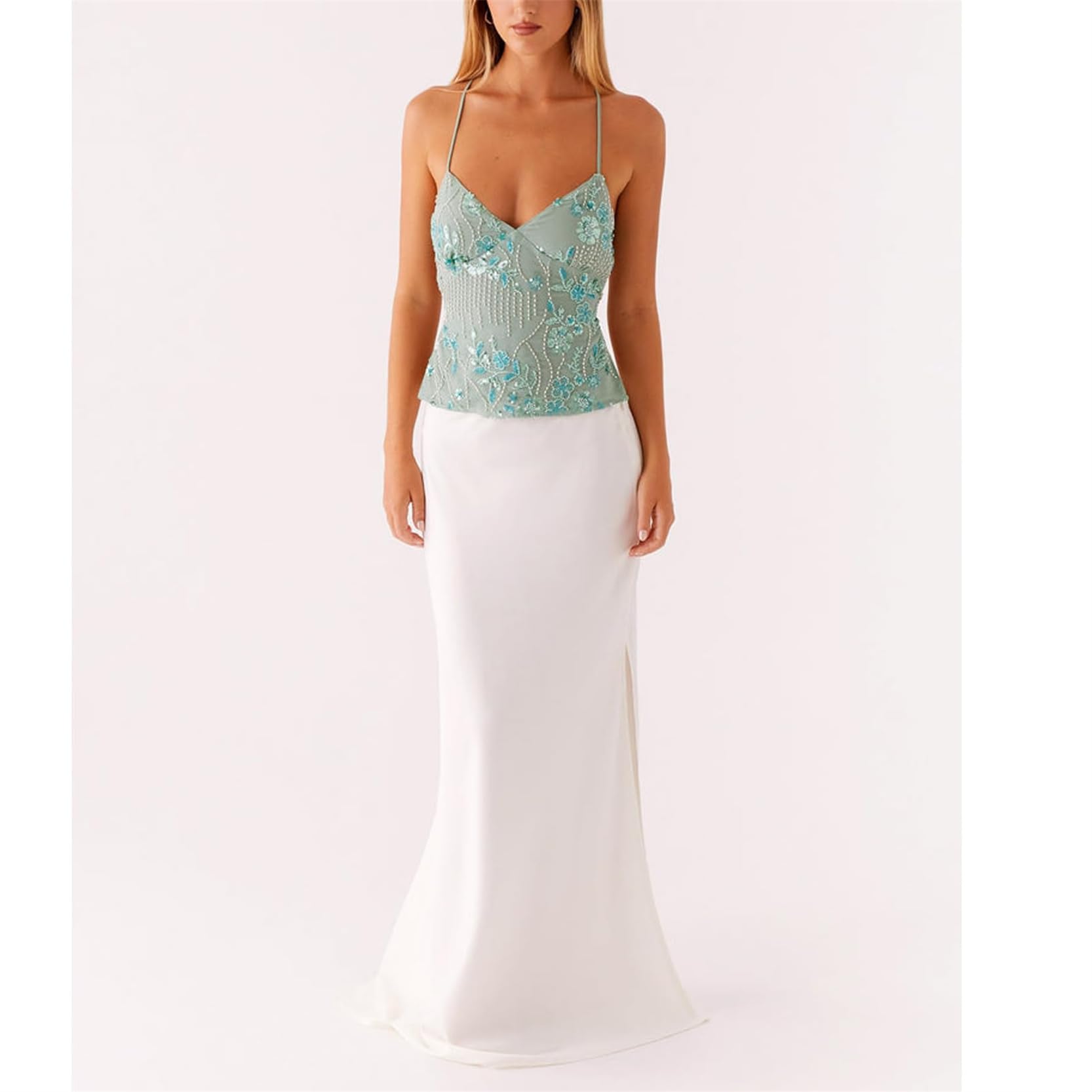 LYGBAOFUL Top Halter con Cuentas de Lentejuelas, Camisola de Fiesta sin Mangas Brillante Y2K con Cuello Vuelto de Corte bajo, Tops Adornados con Diamantes de imitación con Purpurina sin Espalda