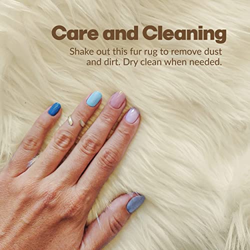 Natural Milan Genuine Sheepskin Area Rugs With Thick And Lush Pile, Fluffy Sheep Fur Rug With Anti-Skid Backing For Bedroom Living Room, Double Pelt, Ivory #TOP6