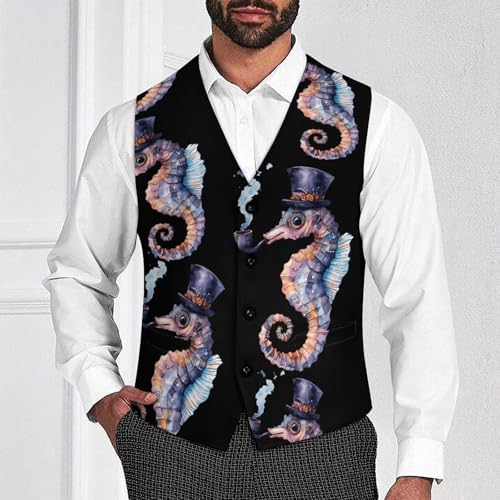 Gentleman Seahorse Men's Formal Suit Vest for Business Formal Or Casual Dress Waistcoat Wedding2