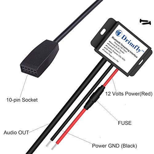 Drimfly Auxiliary Input Kit Wireless Bluetooth Music Streaming Adapter,CSR aptX Low Latency Chipset,Compatible with BMW E46 2003-2006 325i 325ci 325xi 330i 330ci 330xi M3 Business CD -(10-pin Socket)