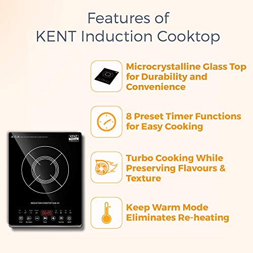 KENT Induction Cooktop KAG01 (16036), 8 Preset Menu, Turbo Cooking