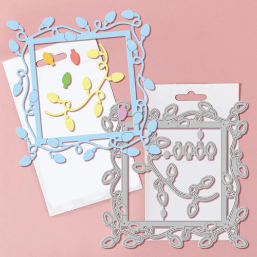 GLOBLELAND Lights Border Frame Cutting Dies for Card Making Lights Background Metal Die Cuts Rectangle Square Cutting Dies Templates for Scrapbooking Journal Embossing Paper Craft Decor - Image 3